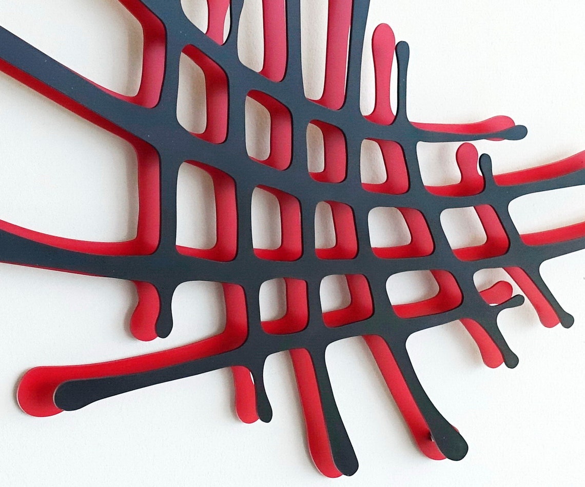 Metal Wall Art Hashtag Sculpture Black & Red Home Décor in | Etsy