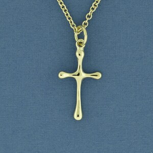 Tiny Gold Cross Pendant, Solid 14K Minimal Christian Jewelry From the Holy Land