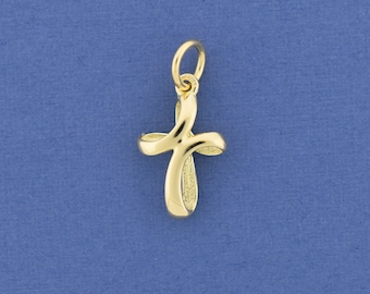 Tiny Gold infinity Cross Pendant, Solid 14K Christian Jewelry