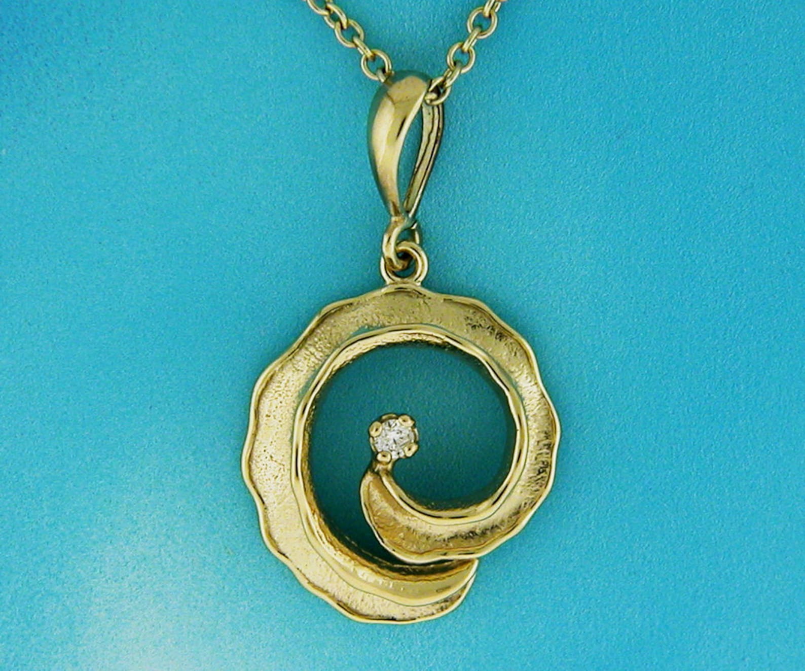 Solid Gold Diamond Hug Pendant 14k Necklace April Birthstone Etsy