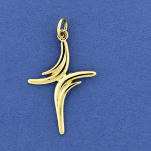 Croix moderne en or, bijoux chrétiens en or massif 14 carats de Terre sainte, design unique