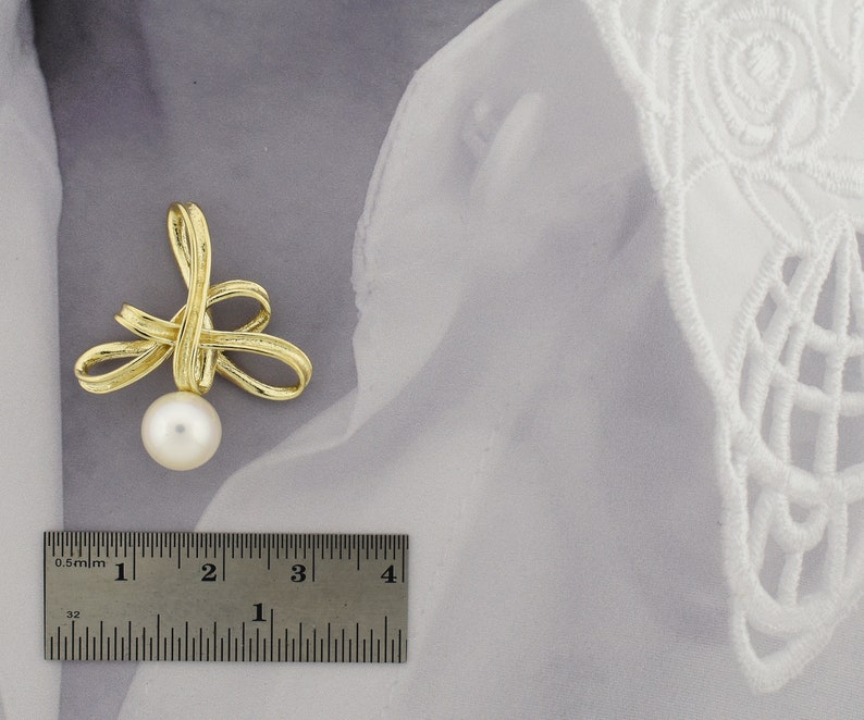 14k Pearl Pendant Slide Solid Gold Trendy Pearl Necklace Etsy