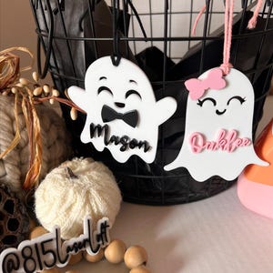 Custom Halloween Name Tag, Personalized Acrylic Boo Basket Tag, Halloween Basket Tag, Trick or Treat Bag Tags, Ghost boo basket name tag