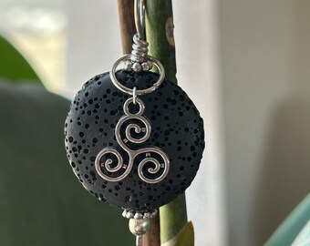 Lava Spiral Pendant with Chain Lava Rock Essential Oil Diffuser Necklace Aromatherapy Get Well Gift For Woman