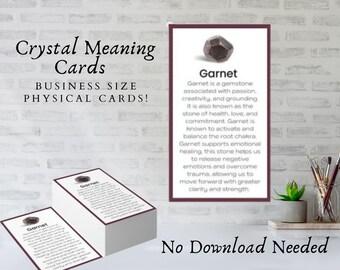 Garnet Crystal Meaning Cards Display Cards For Jewelry Physical Box of Cards Professionally Printed Benefits of Gemstone