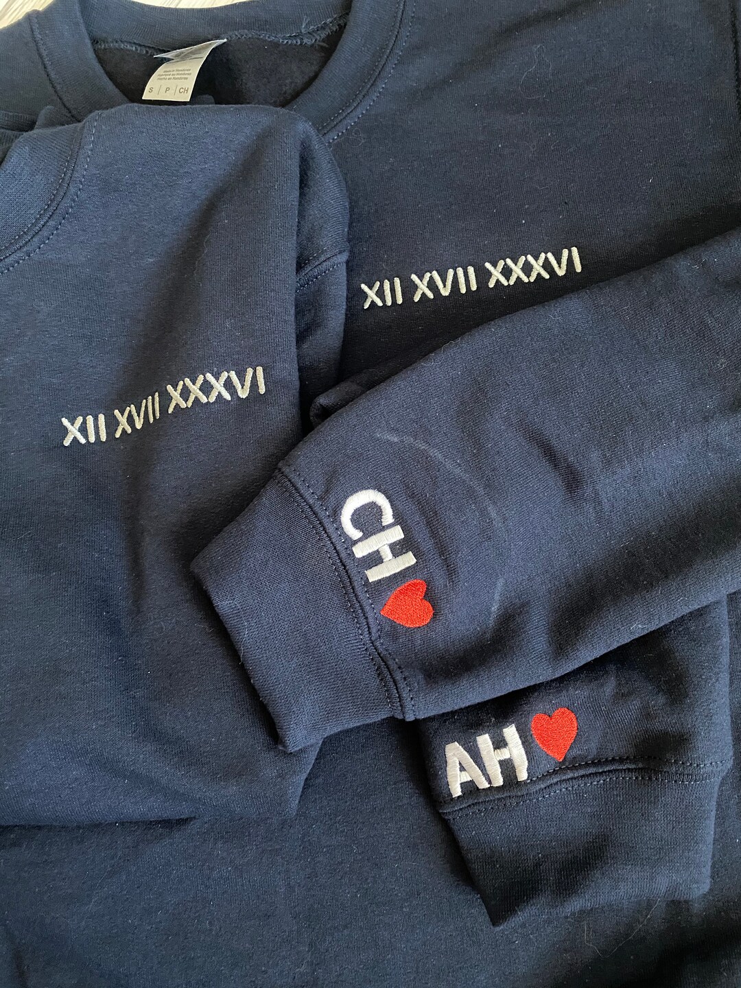 Custom Anniversary Date Embroidered Sweatshirts, Wedding Gift
