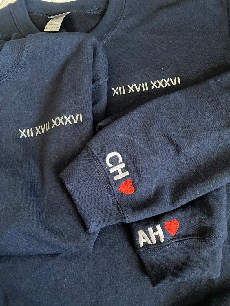 Custom Embroidered Sweatshirts Your Date Wedding Gift image 2