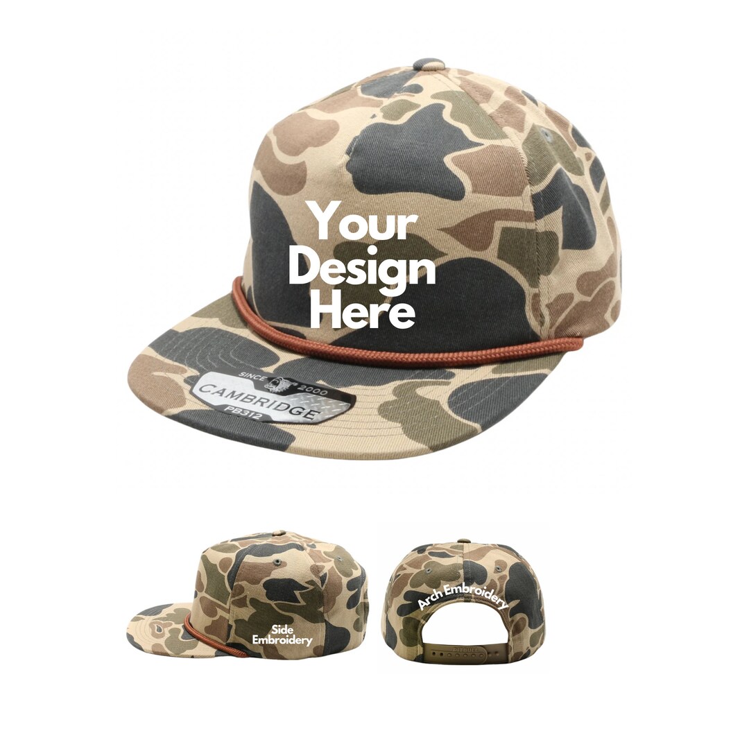 Custom Embroidered Camo Hat - Unstructured Rope Snapback Cap  display picture 3