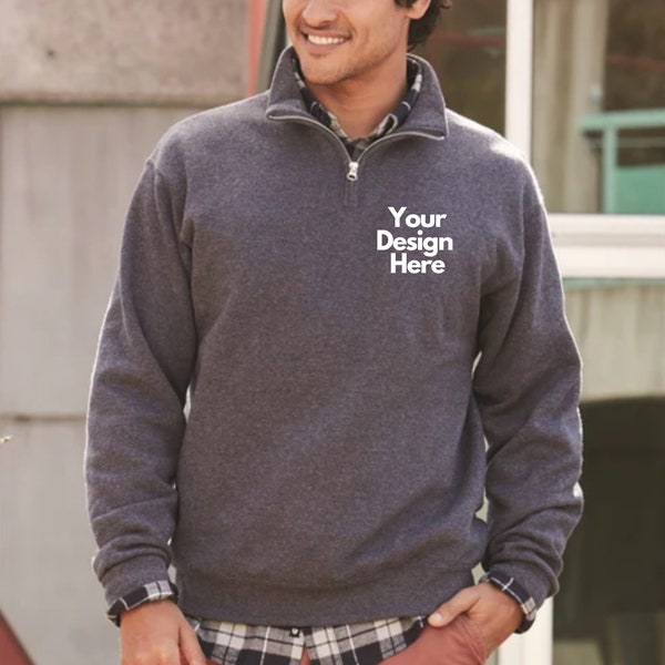 Personalized Embroidered Quarter Zip Sweatshirt, Custom Half Zip Pullover, Quarter Zip Pullover, Trendy Sweatshirt, Business Logo Sweatshirt