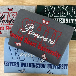 Custom Embroidered University Sweatshirt | Personalized College Crew | High School Spirit Wear | Graduation Gift | College gifts