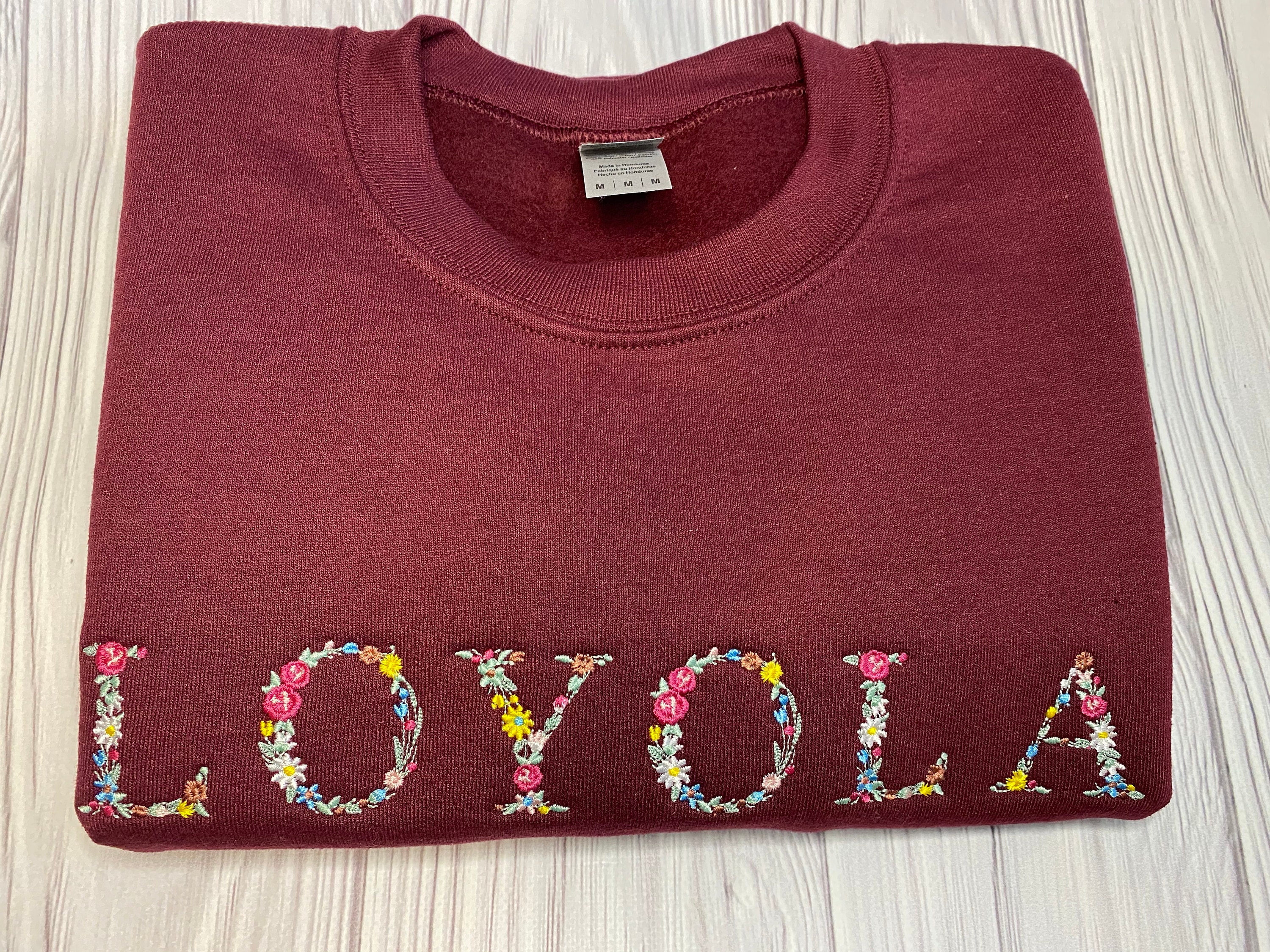 flower monogram embroidered sweatshirt