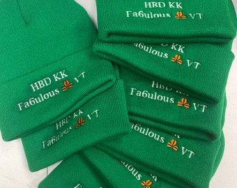Gorro bordado personalizado, gorro de invierno de punto personalizado, gorro con logo y puño, regalo para él o ella.