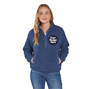 Personalized Custom Embroidered Sherpa Half Zip Pullover - Stay Cozy in Style