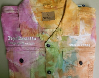 Personalized Tie-Dye Denim Jacket Unisex, Custom Jean Jacket, Embroidered Jean Jacket, Wedding Jacket, Bride Jacket
