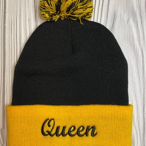 Custom Pom Pom Beanies, Embroidered Hat, Personalized Hat, Embroidered Beanie, Winter Hat, Cuffed Beanie