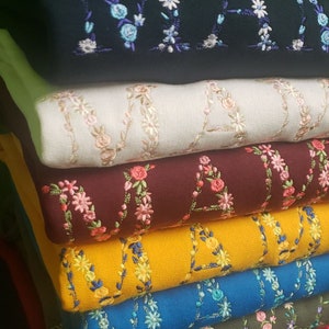 Embroidered Sweatshirt Floral Letters, Custom Sweatshirt, Cute Sweatshirt, Embroidered Flower Sweatshirt, Personalized Sweatshirt