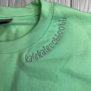 Embroidered Collar Sweatshirt, Your text Along the collar, Custom Sweatshirt, Personalized Sweatshirt