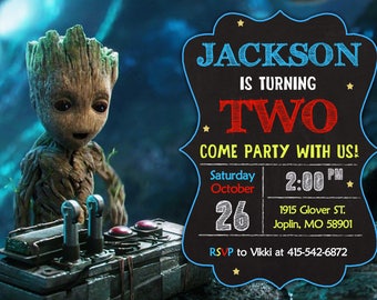 Guardians of the Galaxy Invitation Birthday - Guardians of the Galaxy Invitation Party - Groot Invitation