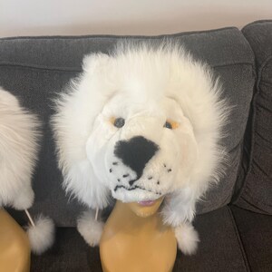 Handmade Baby Alpaca Lion Hat - White Plush Novelty