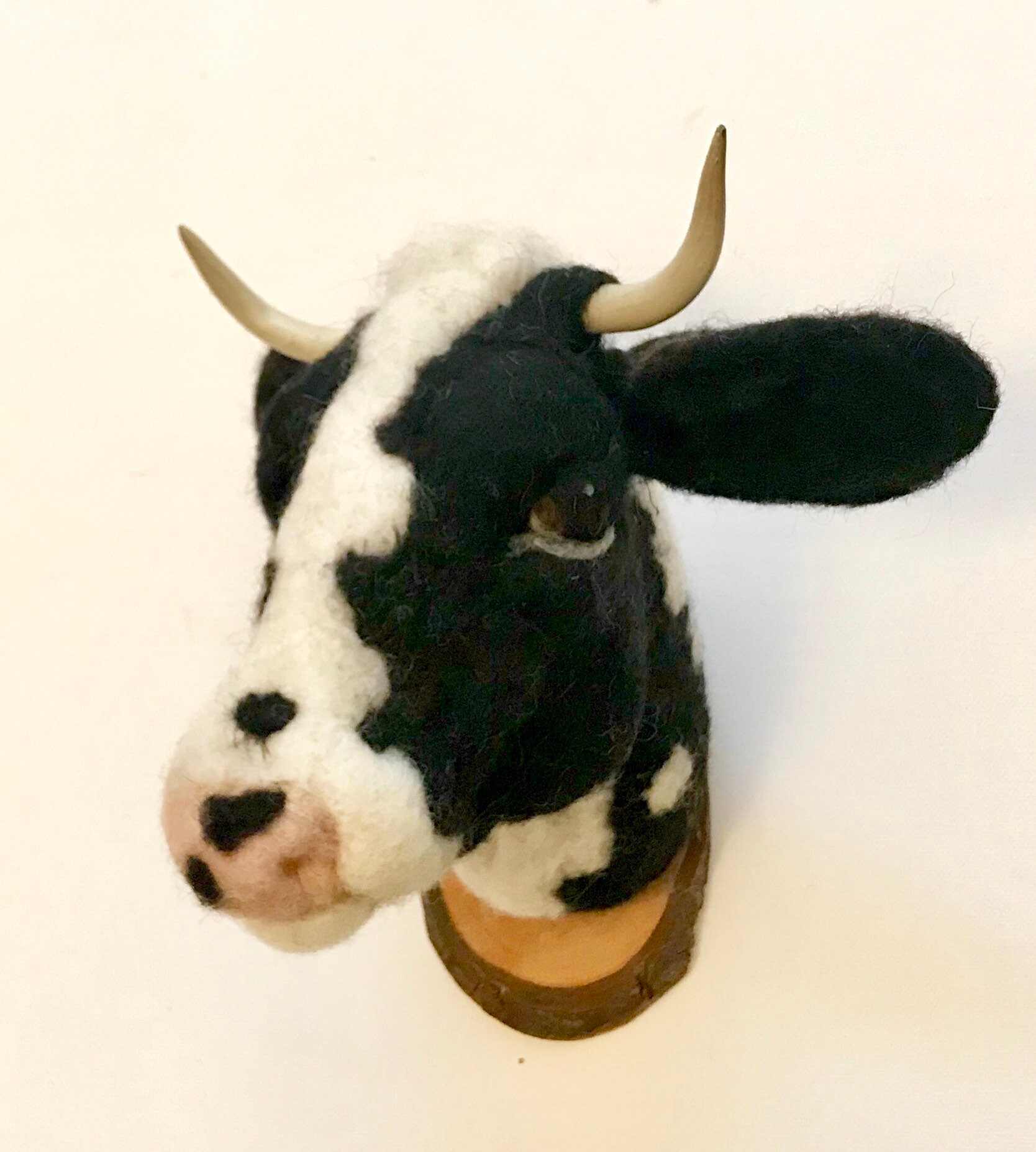 Needelfelted cow head faux taxidermy veggie friendly Etsy