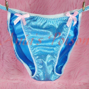iEFiEL Mens Sissy Frilly Silky Satin Panties Ruffle High Cut Knickers  Bloomers Briefs Underwear Lingerie Blue Medium at  Men's Clothing  store