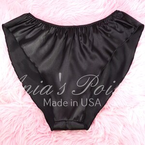 VTG Style Silky Smooth Soft BLACK Satin Shiny Wetlook Ladies Lower Cut