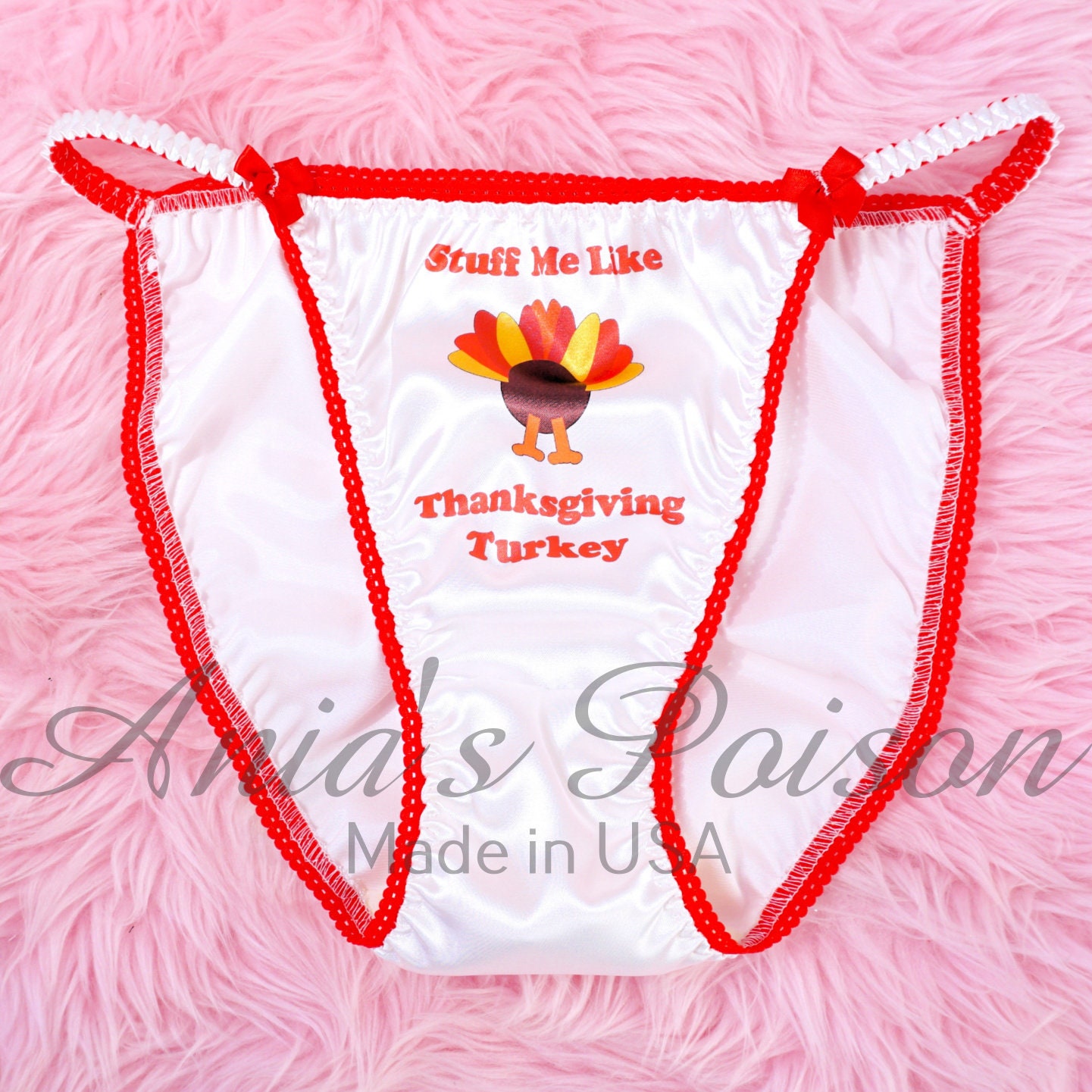 Buy Thanksgiving Lace Duchess Panties STUFF Me Like a Turkey Naughty Text  Ladies Shiny High Gloss String Bikini Panties 5-8 Online in India - Etsy