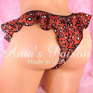 VTG stijl Exotische Boudoir Animal print classy Braziliaanse Butt Flutter zijkanten slipje ondergoed sz L/XL