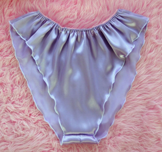 VTG style Silky Smooth soft Lilac satin shiny wetlook ladies high cut  flutter tap panties Slip L XL 26-44