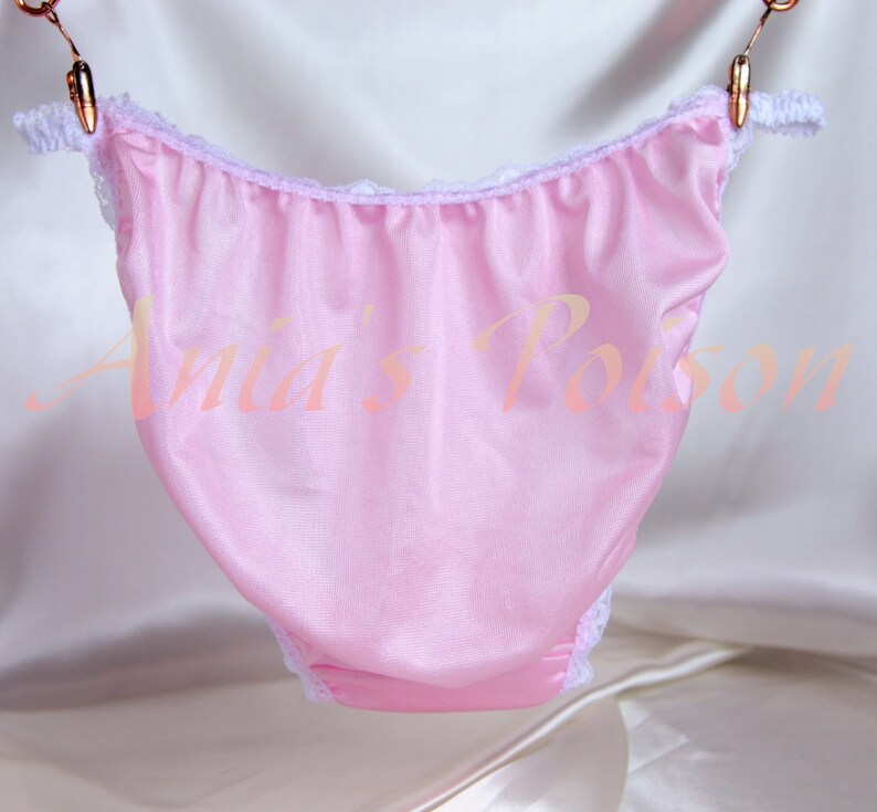 VTG STYLE Baby Pink string bikini Antron Nylon lace trim Etsy
