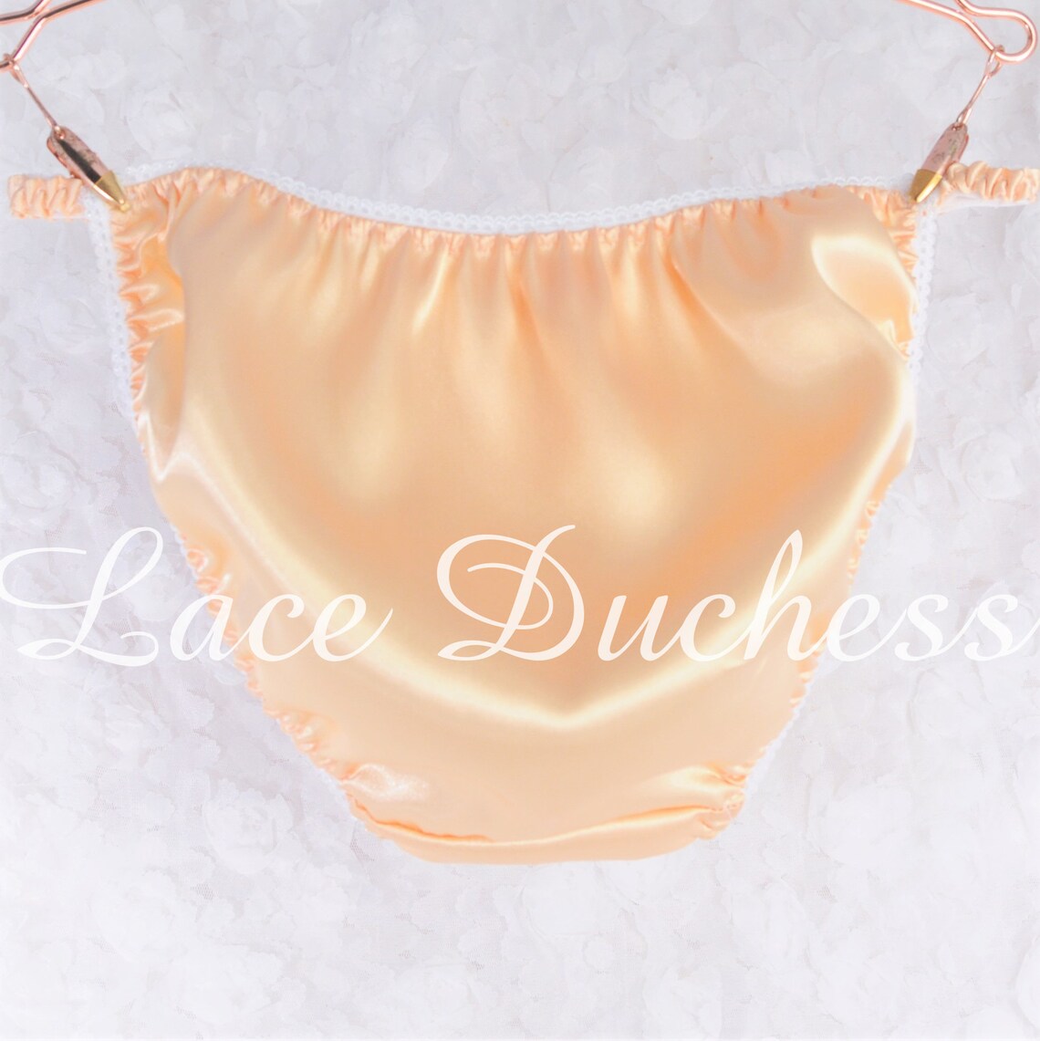 Mutandine Sissy bikini vintage con stringhe in rete nera e oro