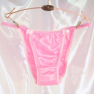 VTG Style Cheeky Cut Silver Black Pink Satin Ladies Shiny High Gloss ...