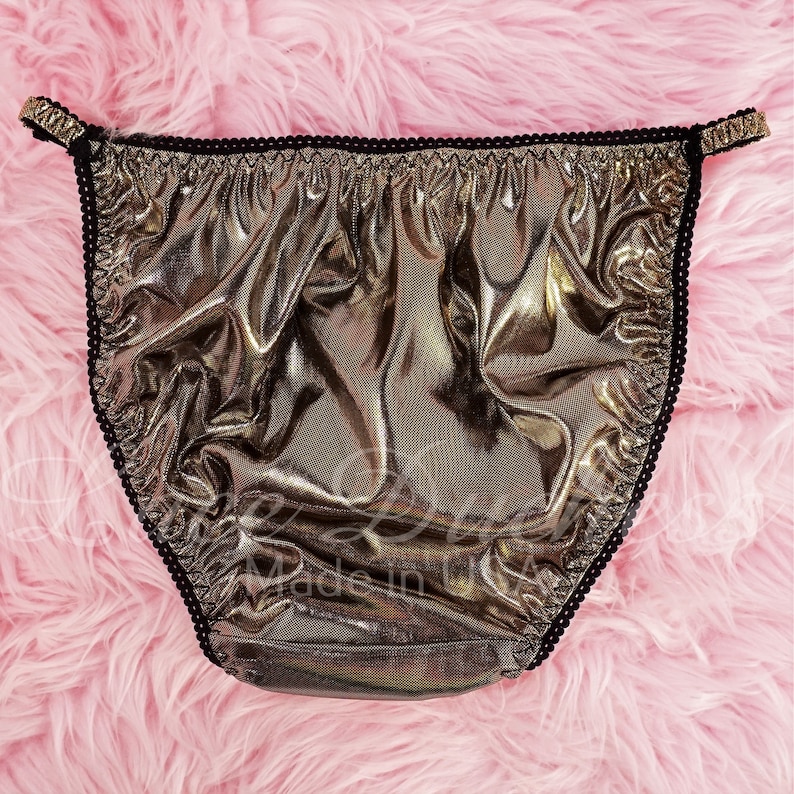 Vintage 80s Style Metallic Foil Sissy GOLD Shiny String Bikini Etsy