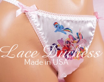Bikini de tiras Sissy clásico blanco de My Little Ponies Group, estilo años 80, tallas 5, 6, 7, 8 y 9, de encaje Duchess