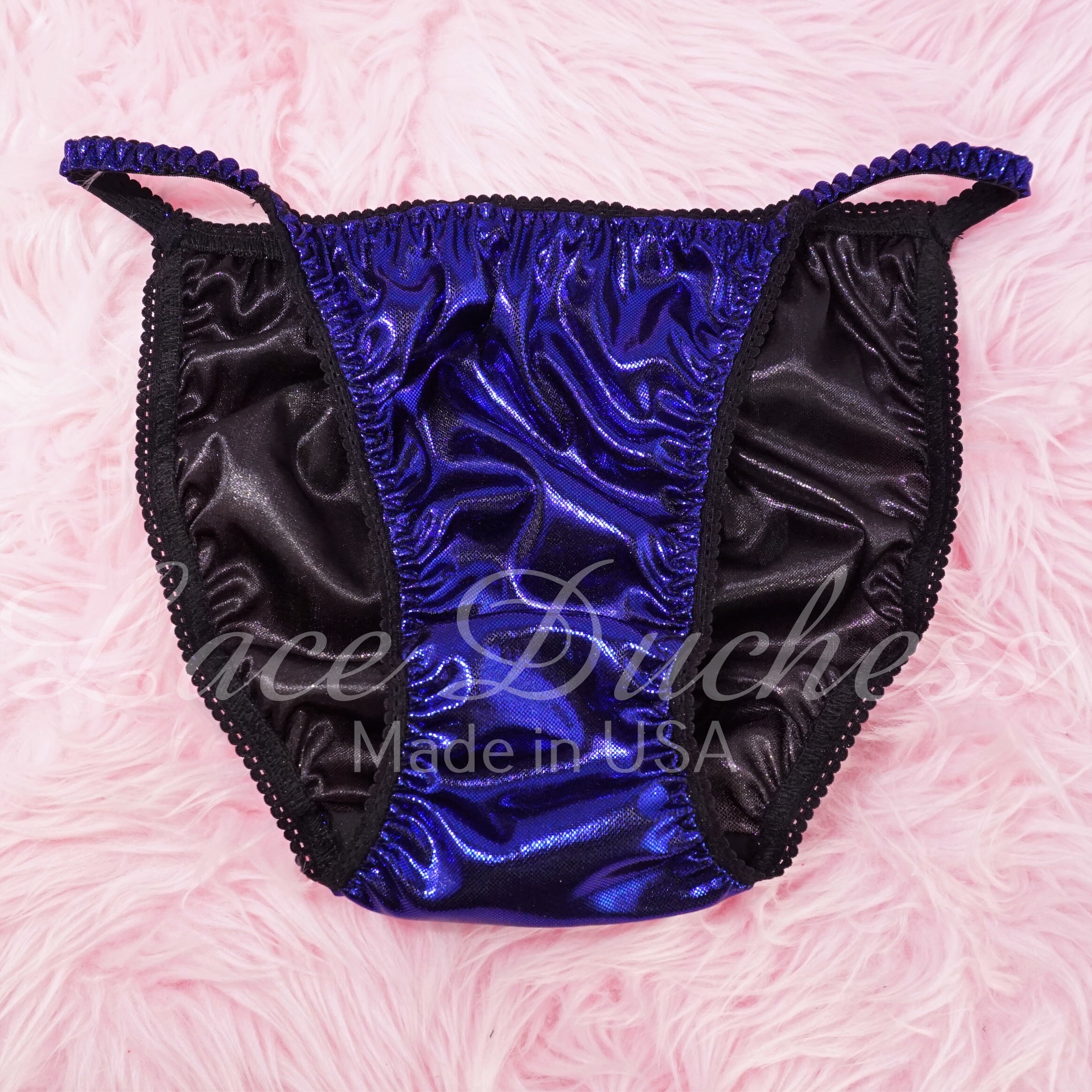 Mutandine Bikini Vintage Anni 80 In Lamina Metallica Rosa Lucido - Sissy - Taglia 5-8