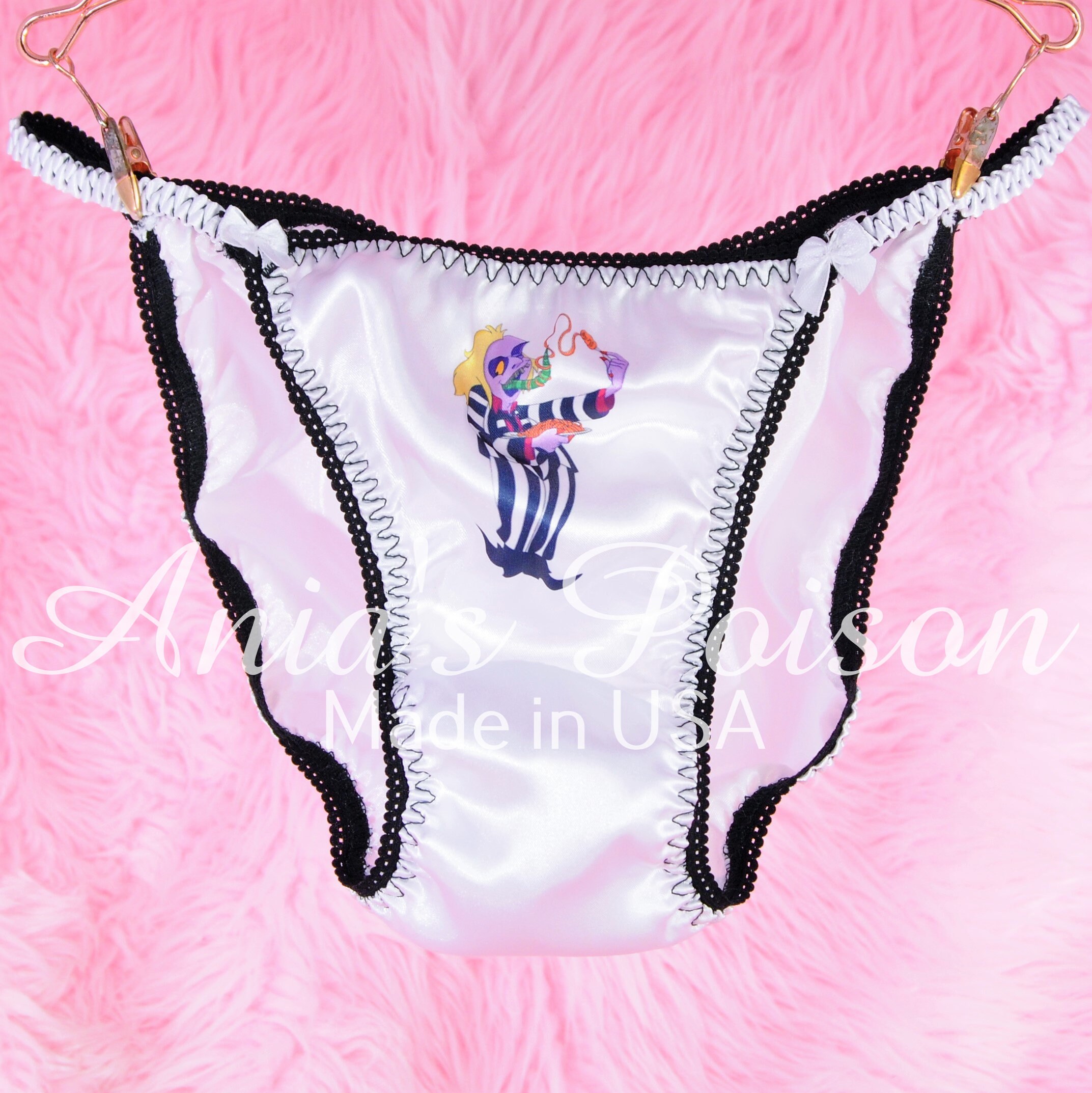 Bikini Vintage Satin Lucido Wetlook Nero Pois Gialli – Ania's Poison Mutandine Perizoma