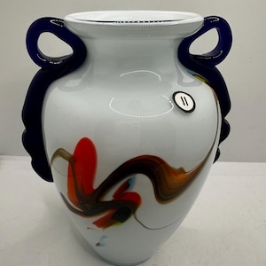 contemporary cased glass vase with handles