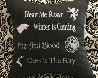 Game of Thrones TV Show Quotes CUSHION COVER Birthday Gift Stark Lannister