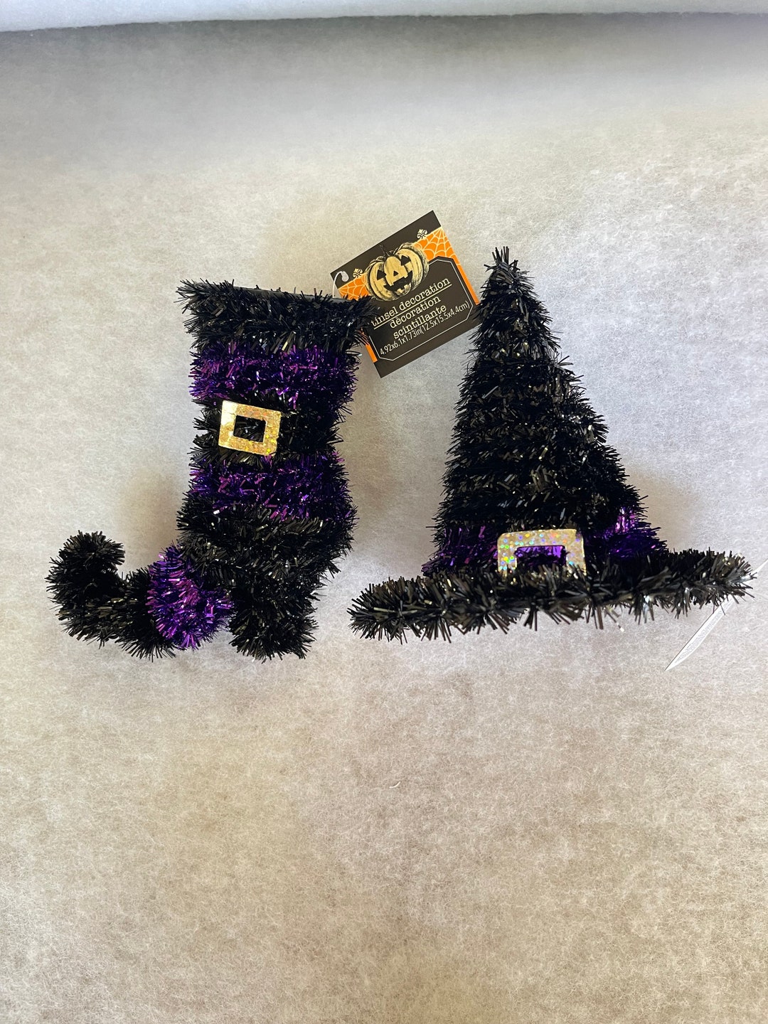 Halloween Mini Tinsel Witch Hat and Witch Boot Decor Etsy