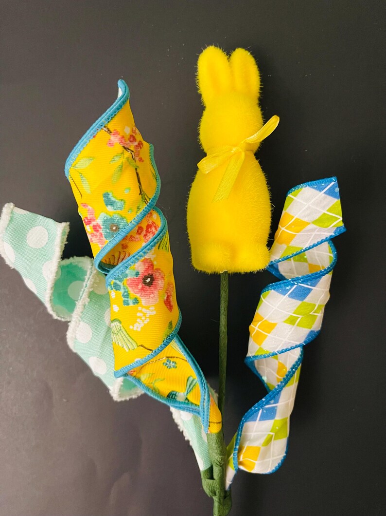 Easter Flocked or Tinsel Bunny Pick With Spirals - Etsy