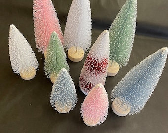 Christmas Frosted Bottle Brush Tree Winter Decor