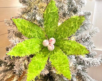 Christmas The Grinch, Green Monster Poinsettia Flower Pick