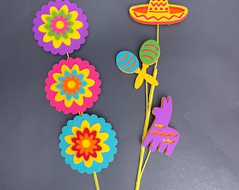 Cinco de Mayo / Summer Felt Flowers or Felt Sombrero, Maracas, and Llama Piñata Pick