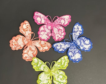 Spring Wired Fabric Butterfly Clip-On Ornament