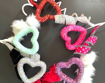 Valentine’s Glitter Heart and Ribbon Spirals Pick
