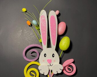 Easter Bunny Pick with Glitter Eggs and Spirals