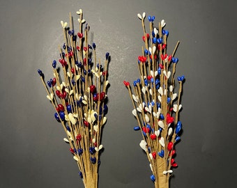 Fourth of July / Independence Day / Patriotic Red White and Blue Berry Bush Spray Pick
