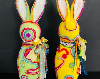Easter Retro Flocked Bunny Rabbit Decor
