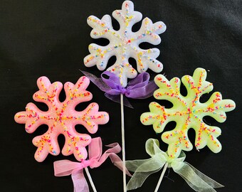 Christmas Snowflake with Sprinkles Pick