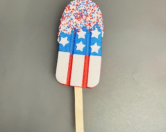 Fourth of July Patriotic Red, White, and Blue Stars and Stripes Sprinkle Popsicle Pick